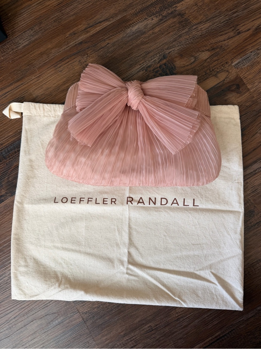 Loeffler Randall Dusty Rose Pleated Bow Clutch